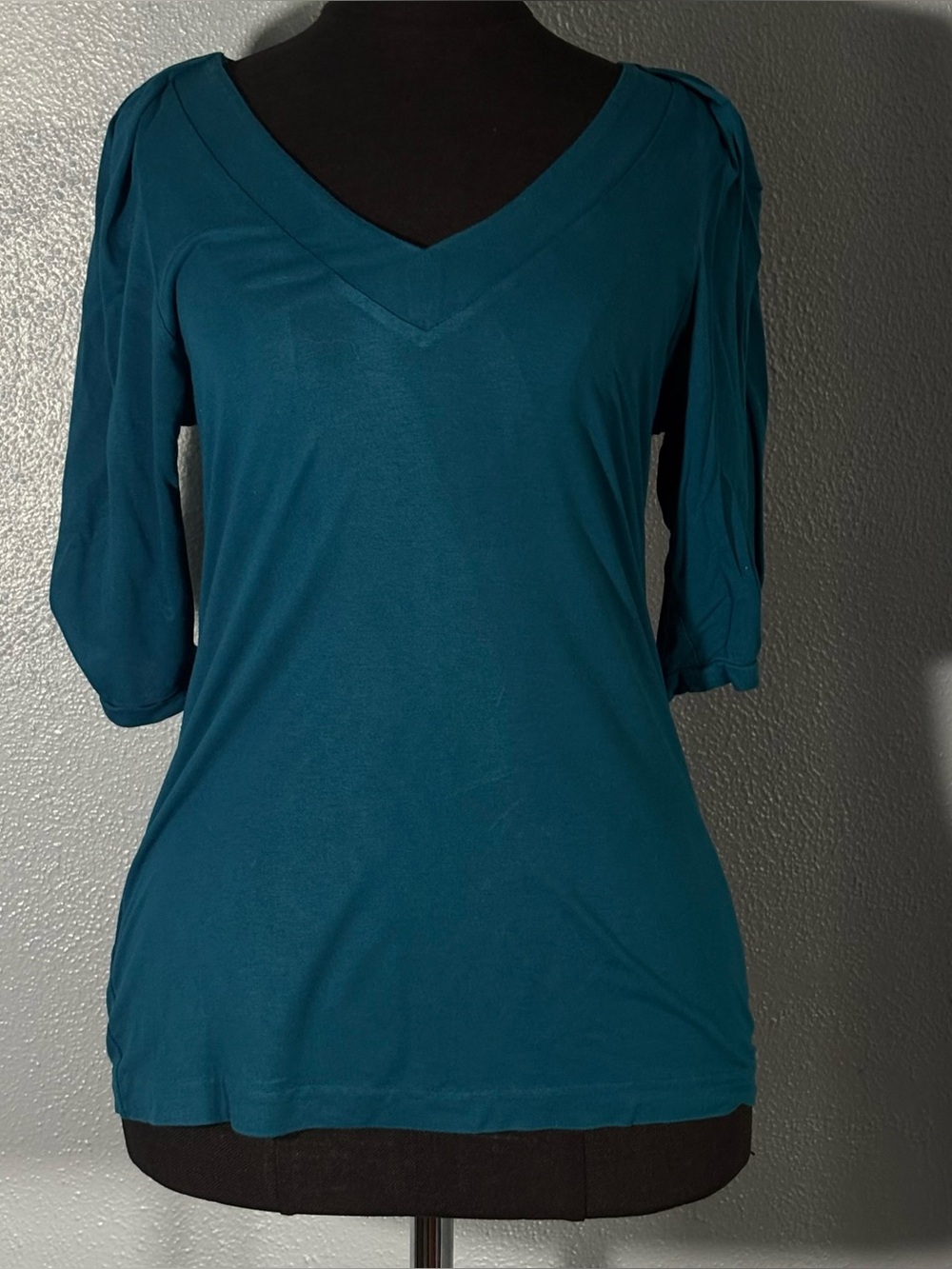 Banana Republic Teal Blue 3/4 Sleeve V Neck Top Womens Size S